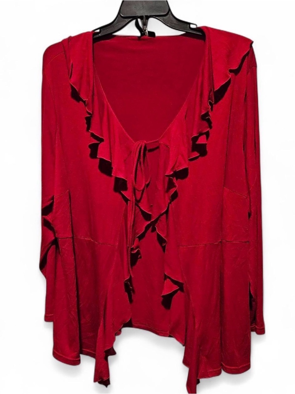 Milano Burgandy Ruffle Front Women’s Cardigan